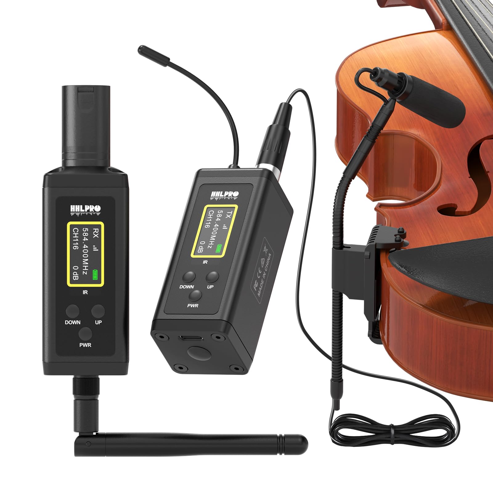 UHF Wireless Violin Microphone System for Musicians, Banjo, Mandolin | 260FT Range, Dual Volume Control, Instrument Pickup Clip-on Mic, XLR Transmitter and Receiver for Active PA Systems, F40V-image-22