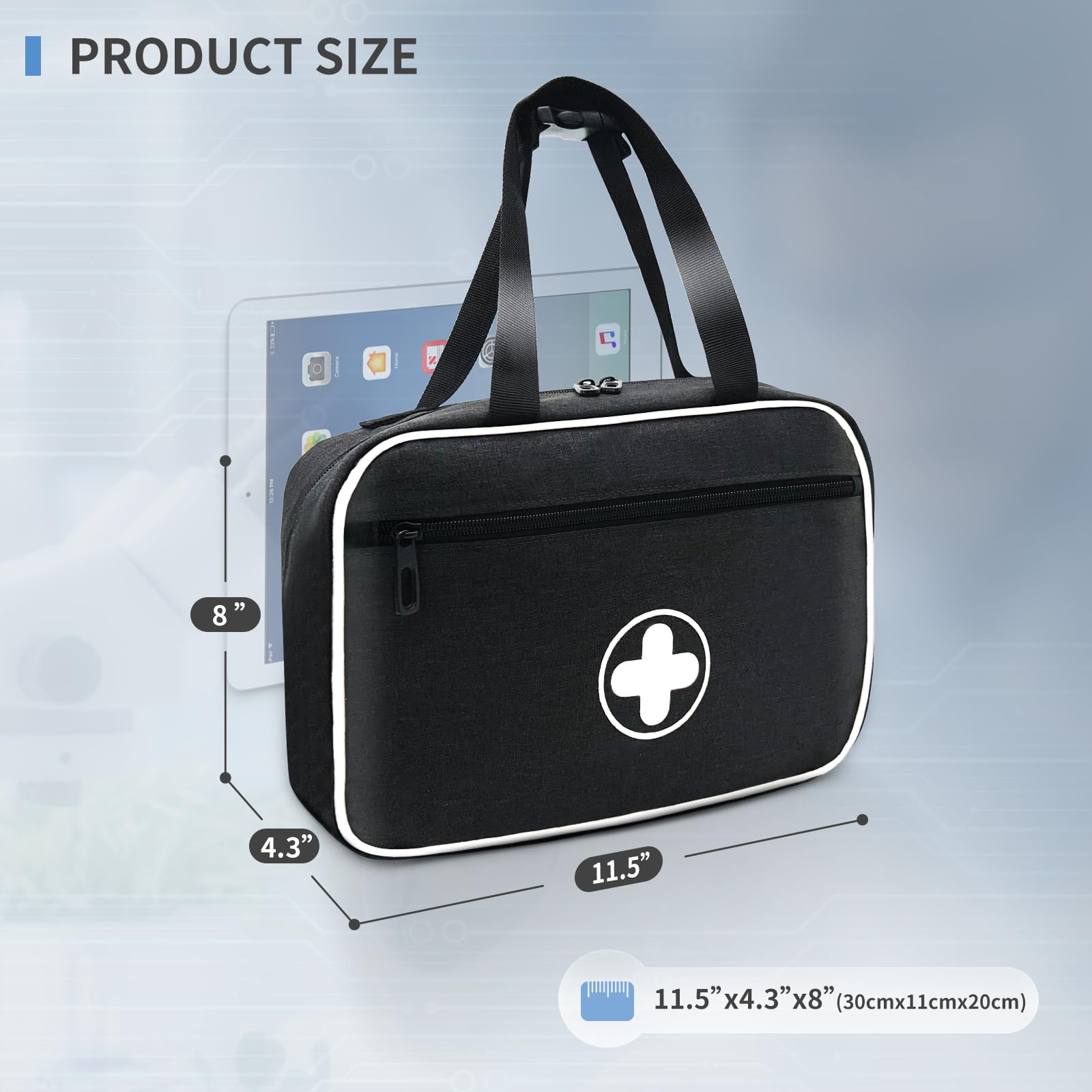 Bolsa de primeros auxilios portátil, kit de trauma de emergencia vacío con tiras reflectantes, organizador médico multicompartimento para viajes, camping, coche, al aire libre y hogar, solo bolsa