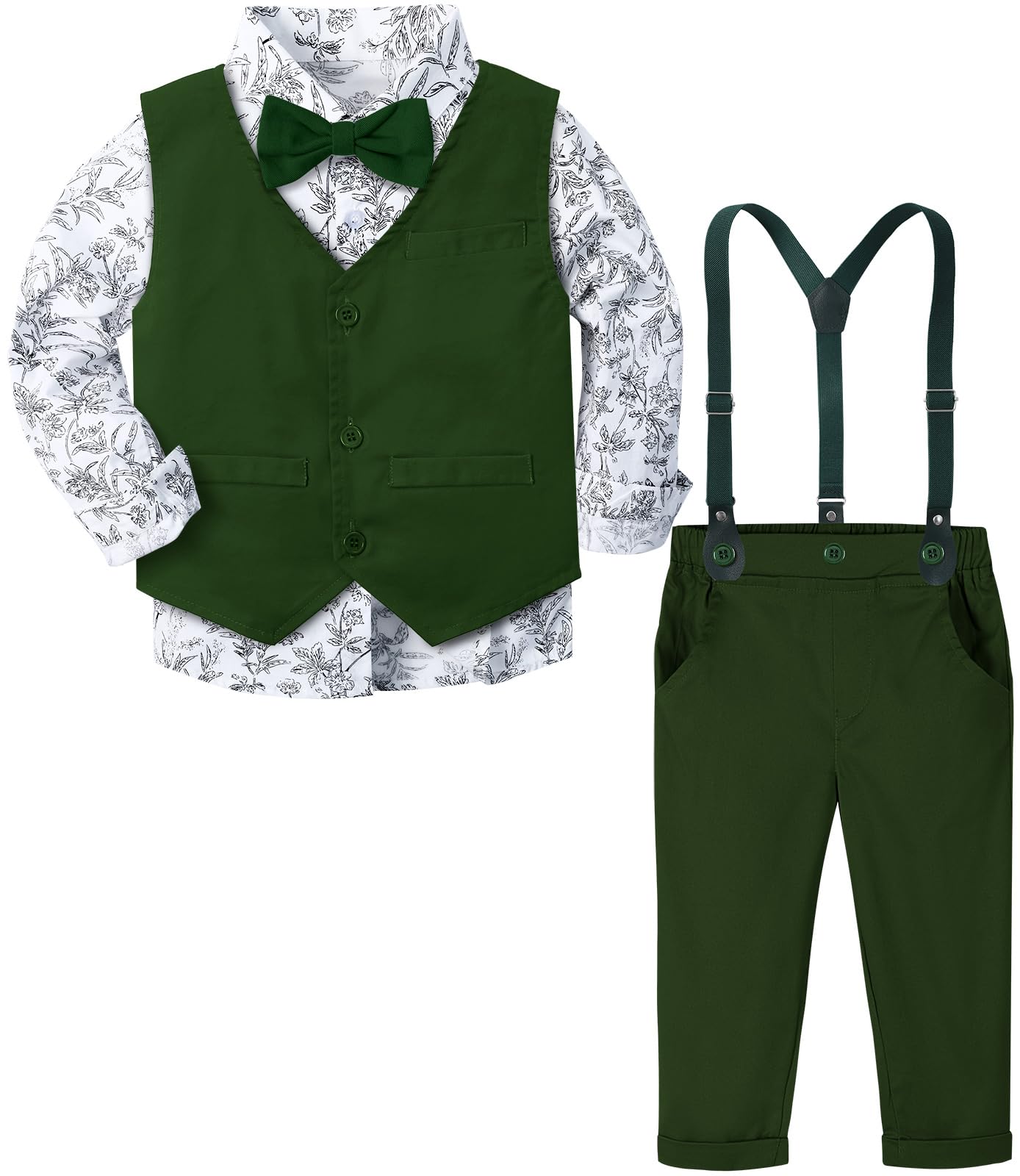A&amp;J DESIGN Toddler Boys Formal Clothes Suspender Outfit Dress Suit 12M - 6Y