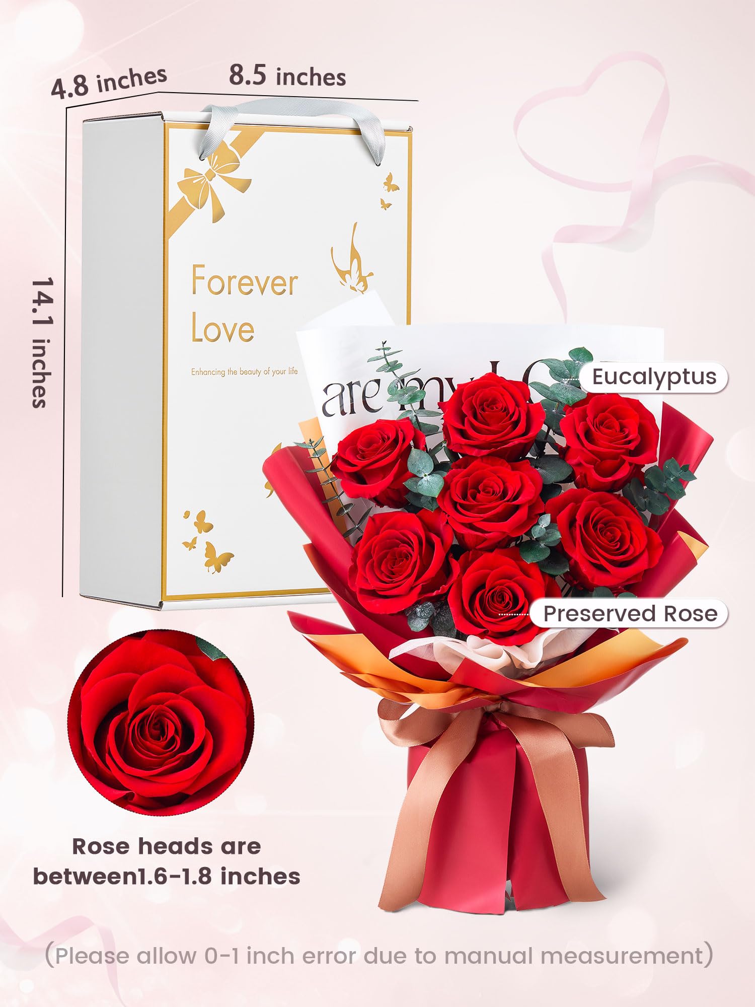 Amazon｜Mosstory Roses Bouquet 7ピース フォーエバーフラワーブーケ