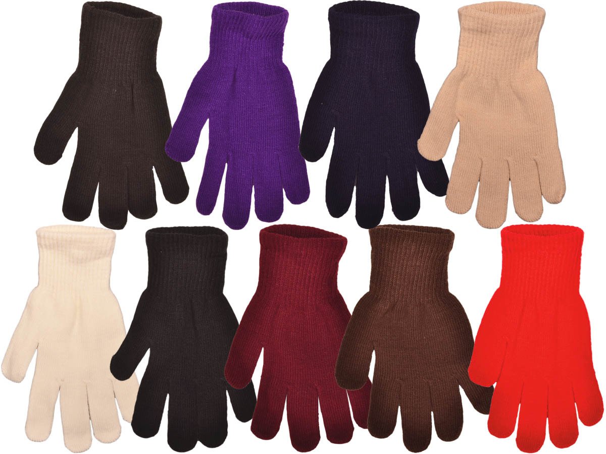 Winter Gloves Magic Gloves Wholesale 12 Pairs- One Size Fits Most (Rainbow Assorted)