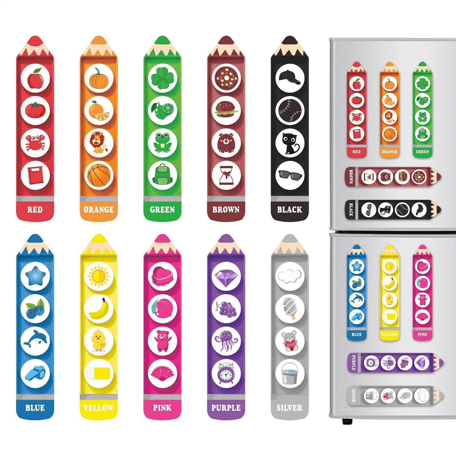 Magnetic Color Sorting Set - 10 Piece Refrigerator Educational Activities - Color Sorting Magnets for Kids | for School Home Stocking Stuffers Classroom Girls Boys Kids Whiteboard