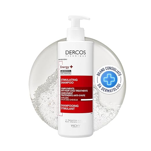 Vichy Champú Anticaída, Efecto Estimulante, Apto Para Todo Tipo de Cabello, Cuero Cabelludo Sano y Detoxificado, Con Aminexil, Energy+, Dercos Technique
