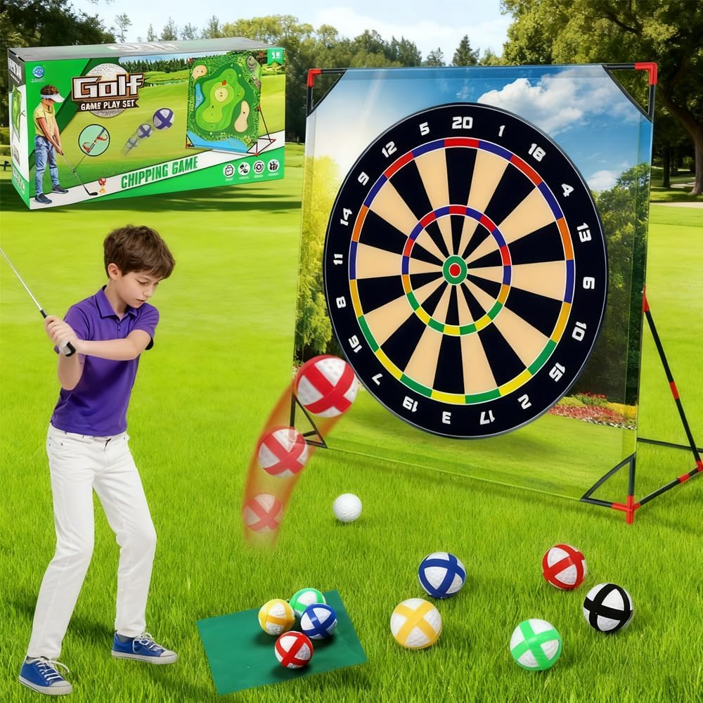 Golf Spielset für Zuhause mit Puttmatte, Klebebällen & Tragetasche – Cornhole-Spiel für Garten, Jugendliche & Erwachsene