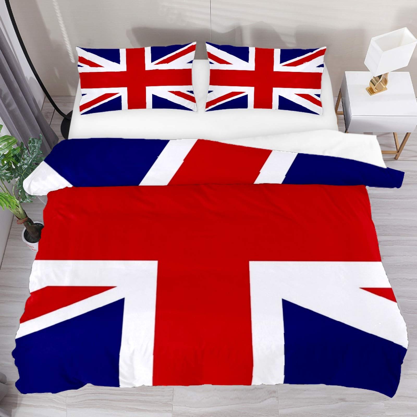 AJIKENEE Union Jack British Flag 3 Piece Duvet Cover Set Super King Size 102"x87" Soft Quilt Cover Decorative Bedding Sets with Pillowcase Polyester Bedspread for Boys Girls Teen Adult