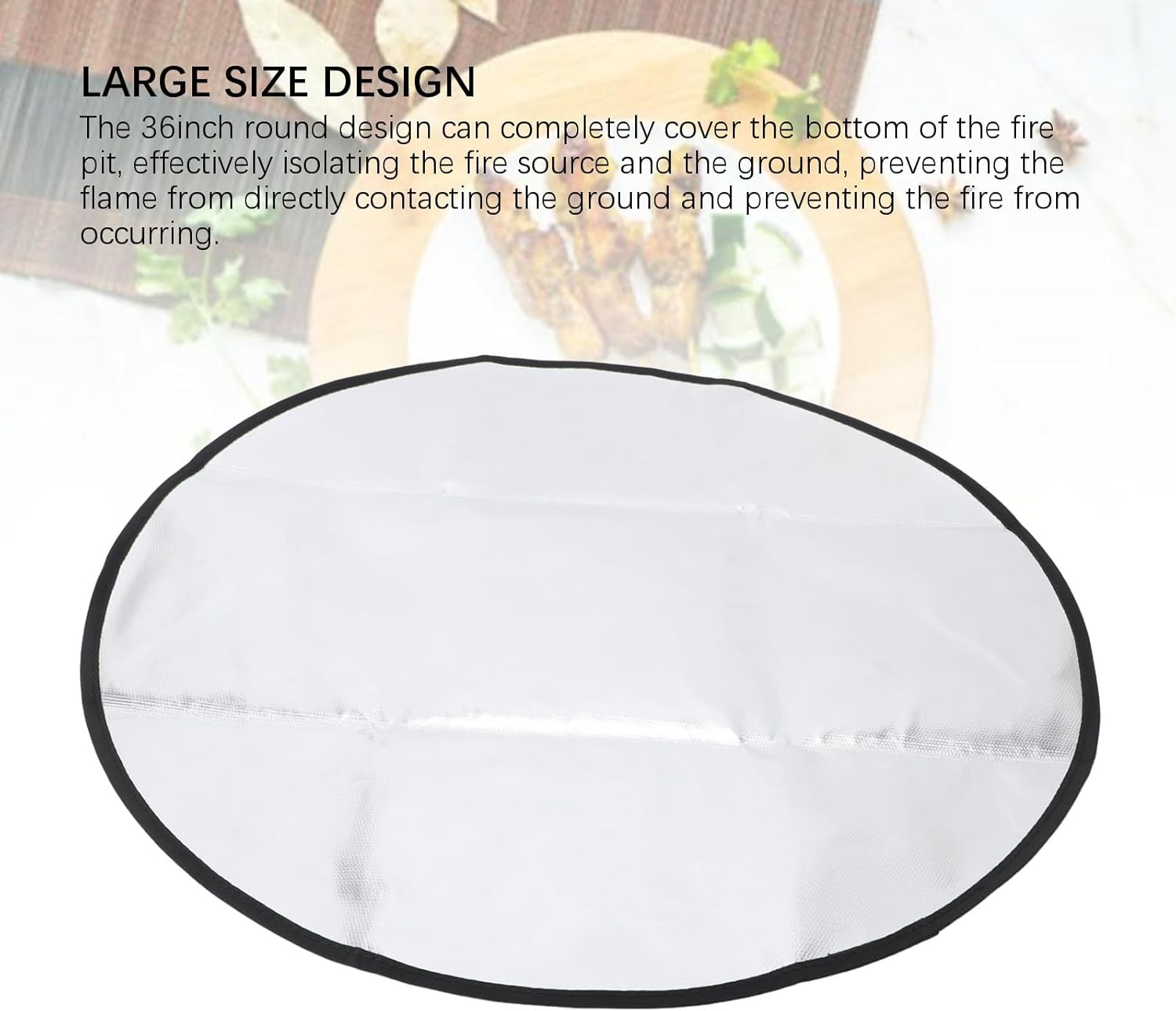 36 Inch Round Outdoor Under Grill Mat Fireproof Grill Pad, Portable Waterproof Outdoor Fireproof Mat for All Kinds of Outdoor Places,Barbecue Mat, Fire Pit Mat (Silicone and Aluminum Foil)
