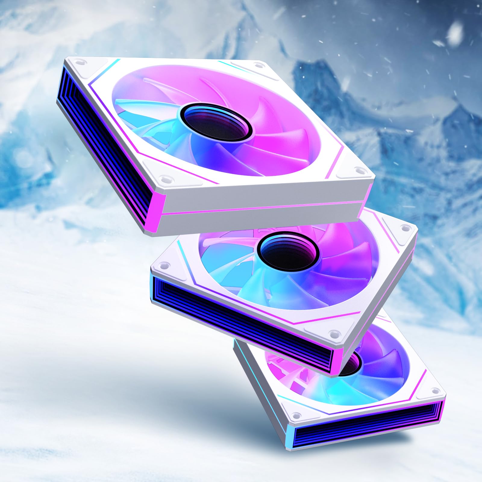 Prism 7PRO - Ventola di raffreddamento per PC, 120 mm, confezione da 3, colore bianco, Infinity Mirror ARGB PWM Sync con Daisy-Chain, HDB silenzioso di nuova generazione, flusso d'aria elevato