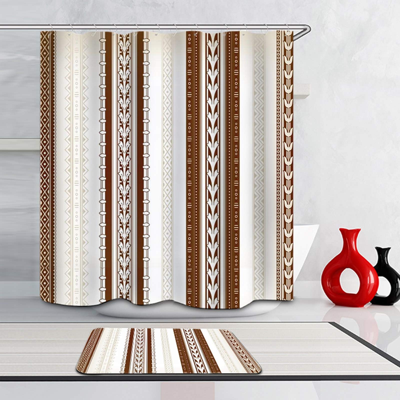 Daesar Dywaniki łazienkowe, nadają się do prania, 40 x 60 cm, w stylu vintage, motyw: martwy wzór, 180 x 200 cm, zestaw 2-częściowy