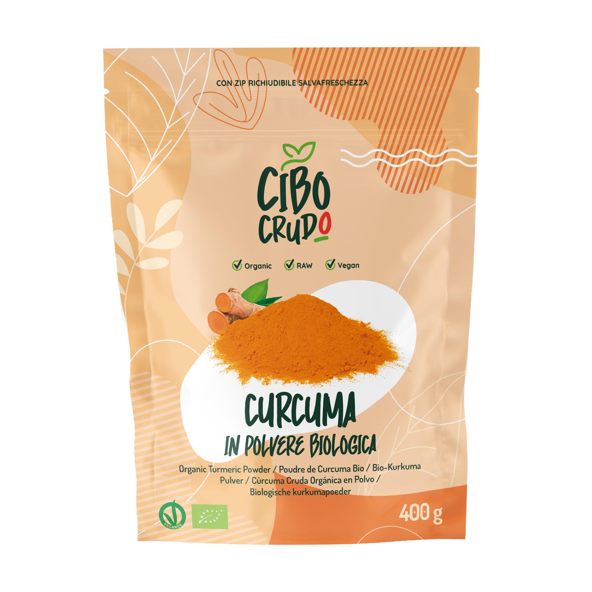 Curcuma in Polvere Bio Cruda, Turmeric Powder Raw Organic - 400gr - Biologica, 1