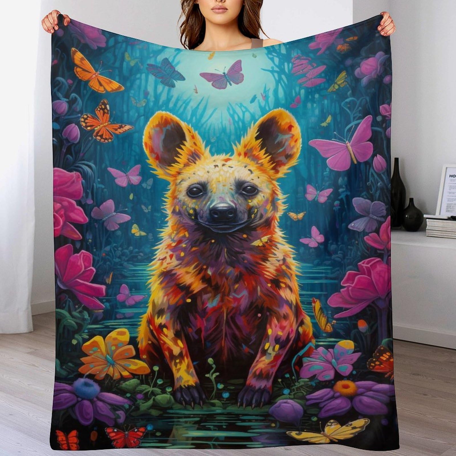 Couverture légère hyène 3D polaire pour en finir avec les nuits froides