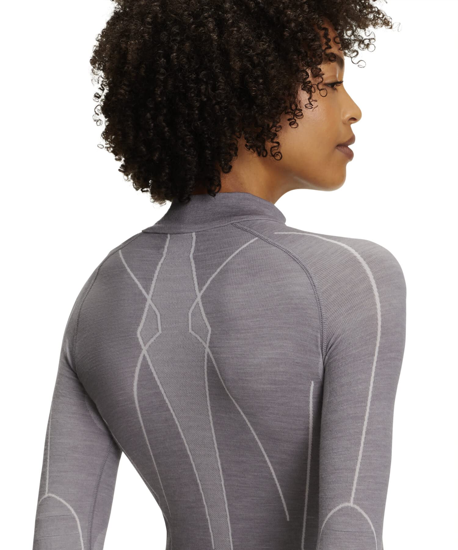 FALKE Damen Wool-Tech High Zip Neck Funktionsshirt Langarm atmungsaktiv klimaregulierend geruchshemmende Wolle Funktionsmaterial kalte bis sehr kalte Temperaturen Funktionsunterwäsche 1 Stück