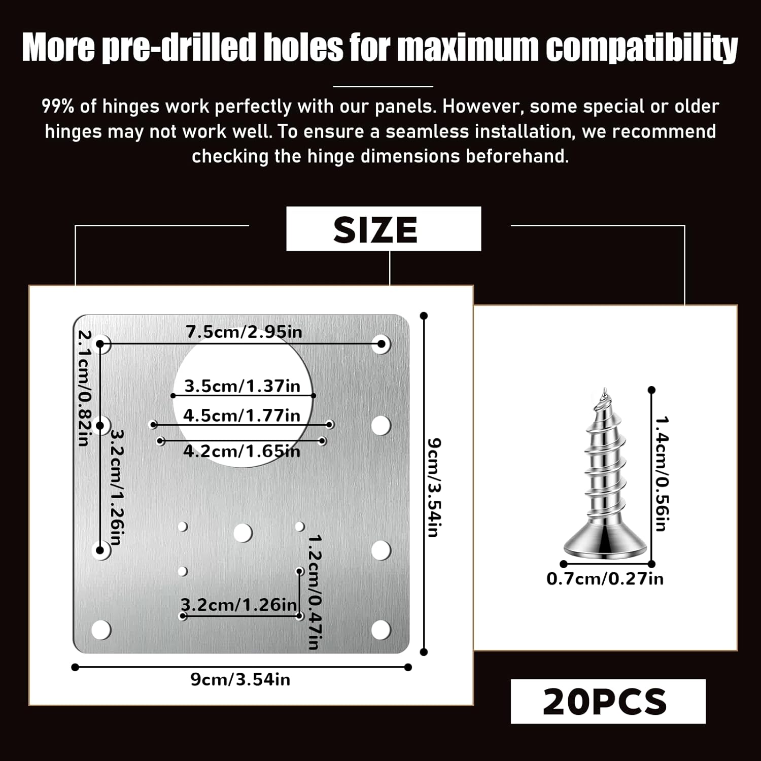 20 PCS Upgraded Cabinet Hinge Repair Plate Kit, Stainless Steel Hinge Repair Brackets Kit, Metal Hinges Repairs Fixing Plates with Screw for Kitchen Cupboard Door Locker Cabinet Door
