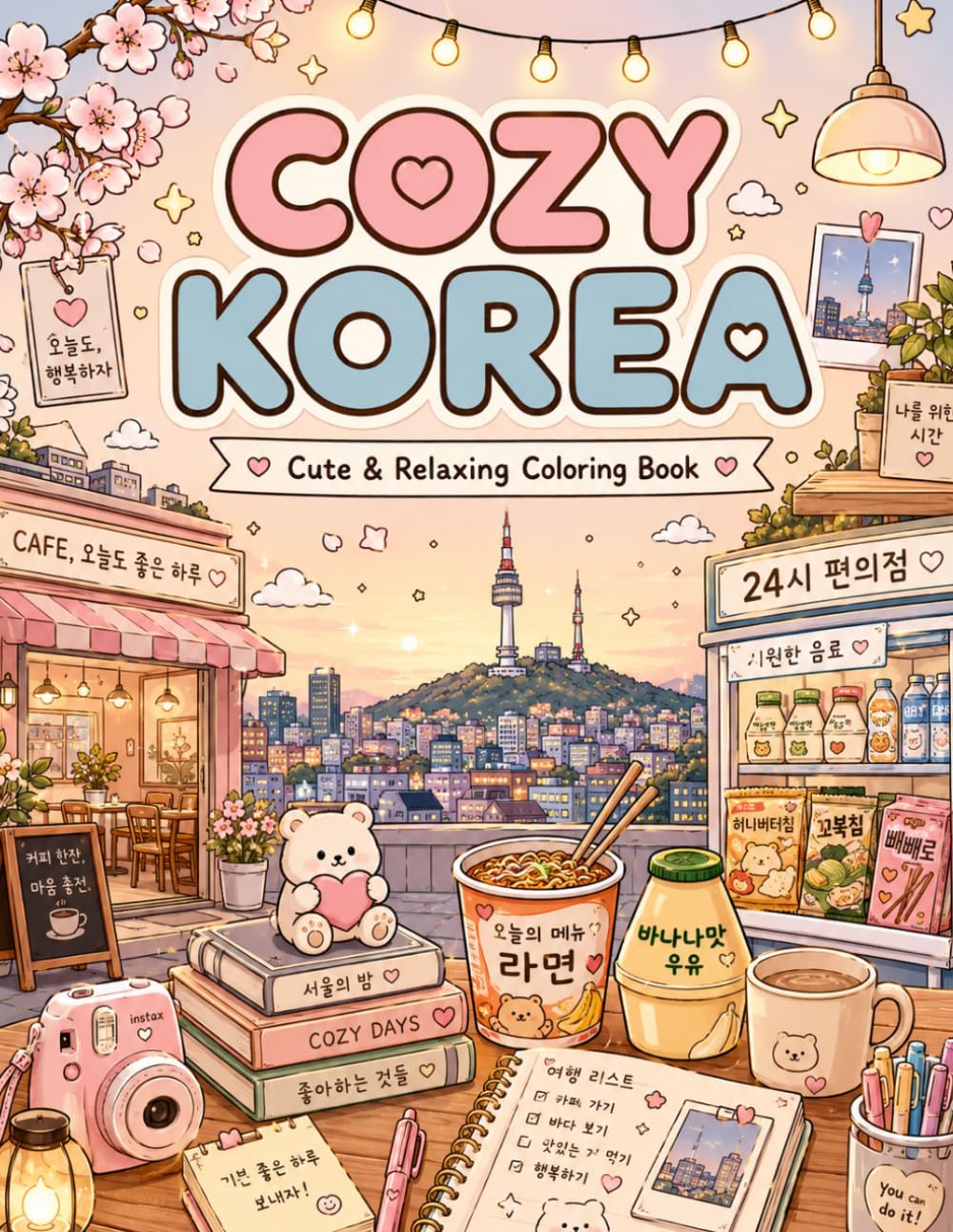 Cozy Korea: Cute & Relaxing Coloring Book