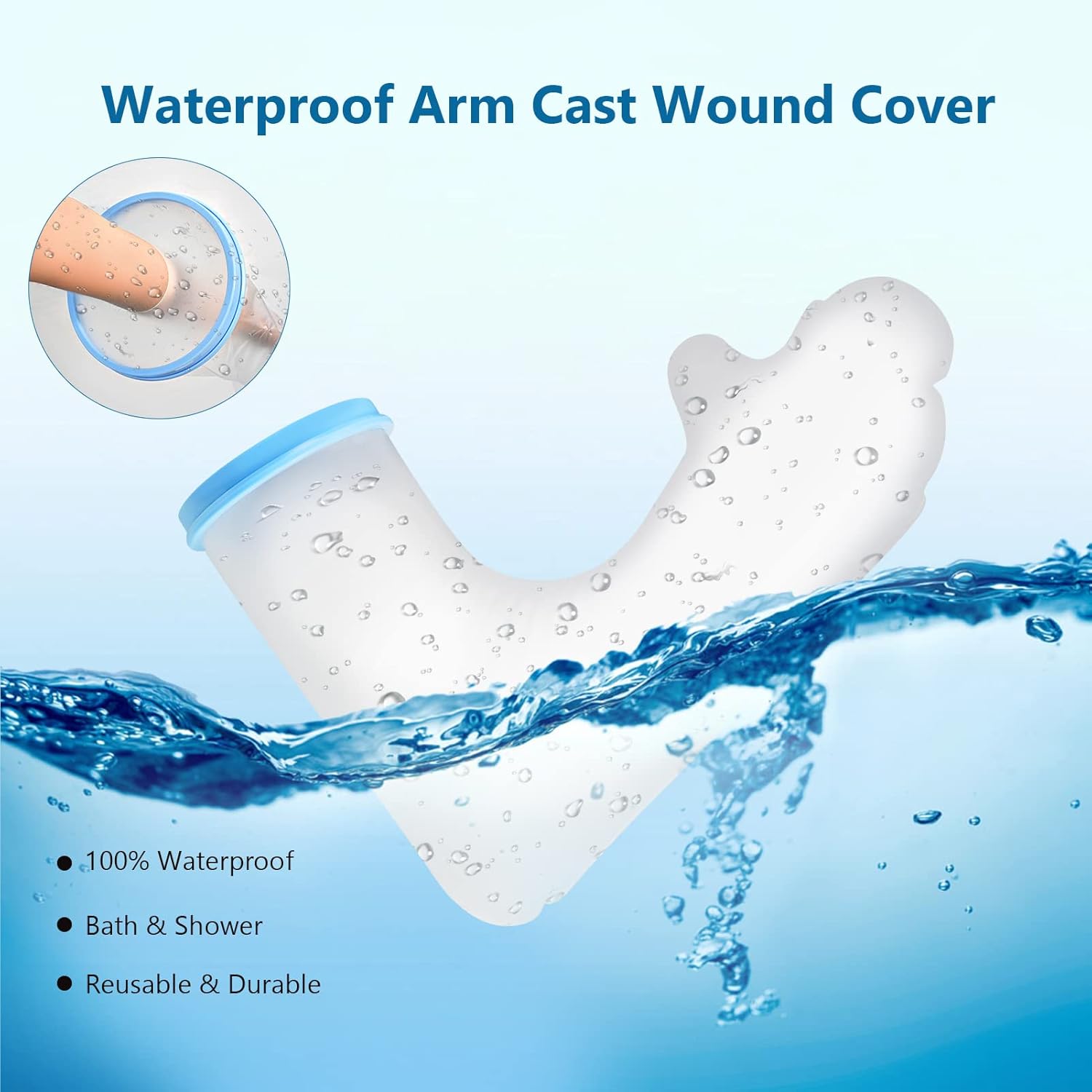 Waterproof Kids Cast Cover for Shower Arm, Teens Long Full Arm Cast Protector for Shower, Shower Sleeve for Arm Cast Bag, Arm Cover for Showering After Surgery Comfortable Watertight Seal Reusable Kid Full Arm
