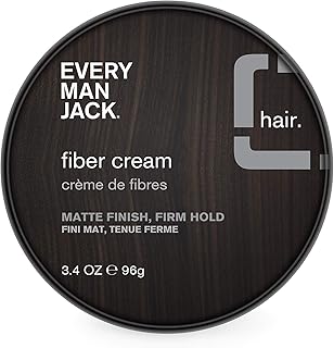 Every Man Jack Mens Fiber Cream - Add All Day Thickness and Texture with a Strong, Pliable Hold, Matte Finish, and Low Shi...