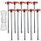 ABCCANOPY 10 Inch Tent Stakes 10 Pcs Non-Rust Metal Ground Anchors, Heavy Duty Spikes with 4 Ropes for Outdoor Camping, Reddish Orange