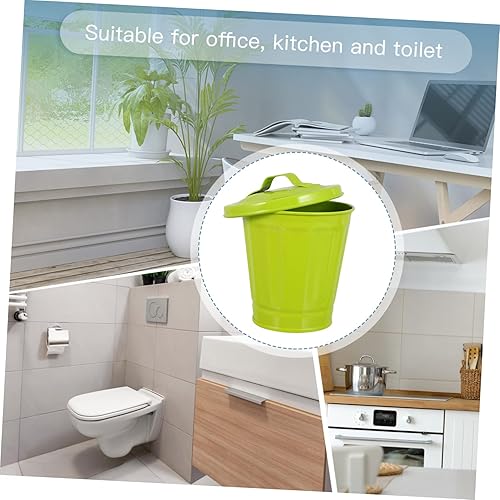 Miniatura 5 de Bote de basura pequeño para automóvil, bote de basura galvanizado con tapa, cubo de basura exterior con tapa, cesta de papel desechable, mini maceta
