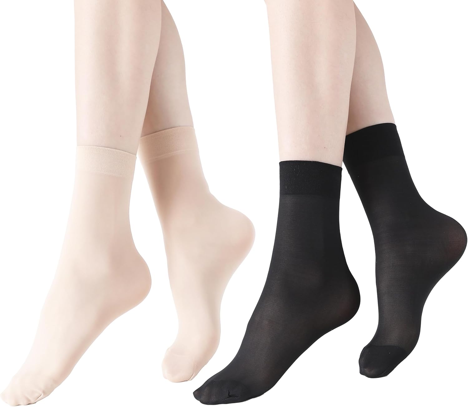 Women's 10-24 Pairs (in Gift Box) Ankle High Sheer Nylon Socks Soft Tight Hosiery with Reinforced Toe