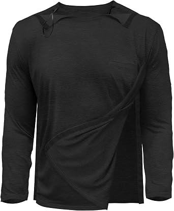 Unisex Post Shoulder Surgery Shirts for Men Tearaway Recovery Long Sleeve Shirt Women Full Open Side Snap Adaptive Clothing
