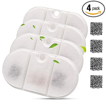 Cylomert Cat Fountain Filters Replacement for 71 Oz/ 2.1L Cat Water Fountain, 4 Carbon Ion-Resin Filters& 4 Sponge Filters for Pet Fountain Dispenser