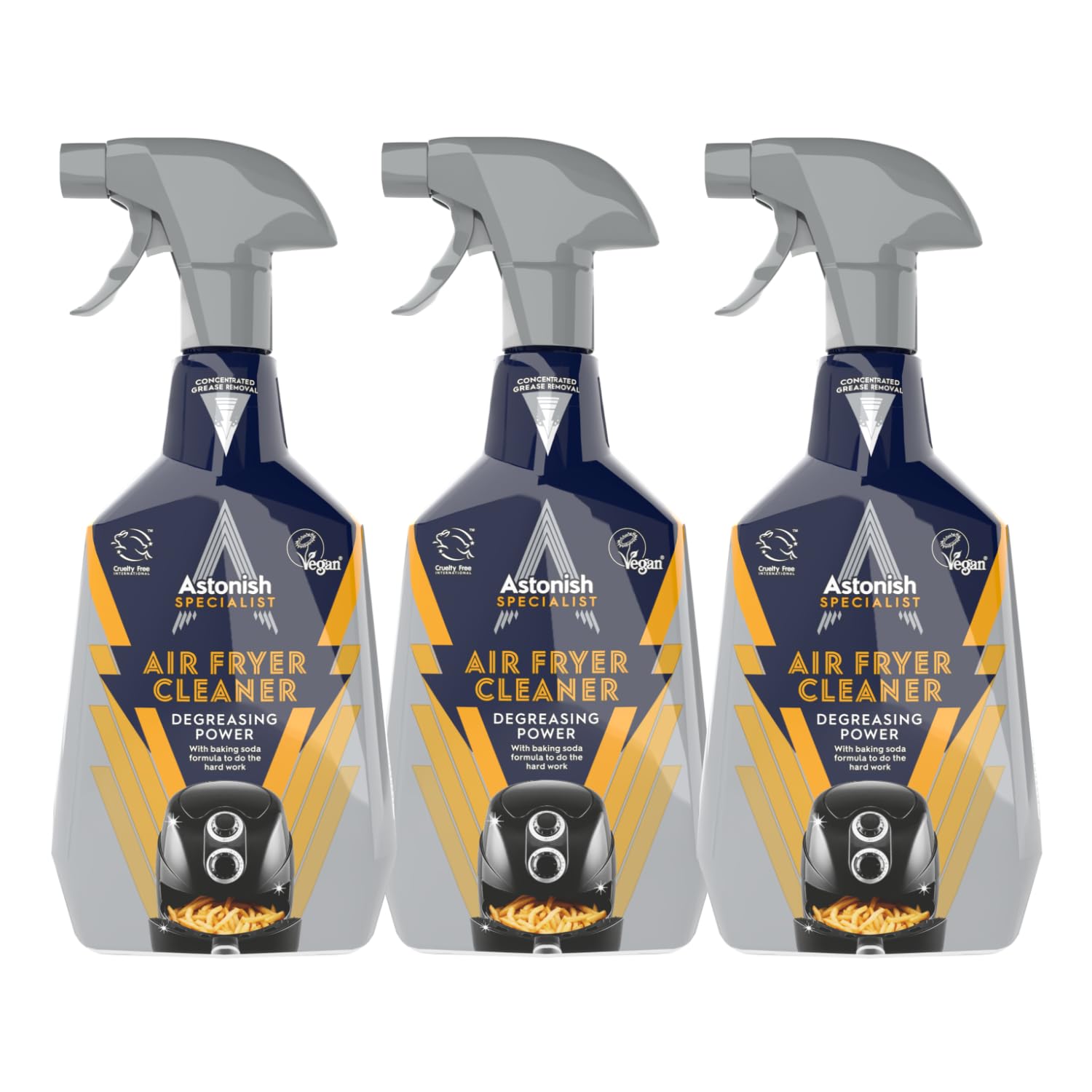 Astonish Specialist Air Fryer Cleaner Spray, Degreasing Power with Baking Soda, Fast Acting Cleaner, 3 X 750ml