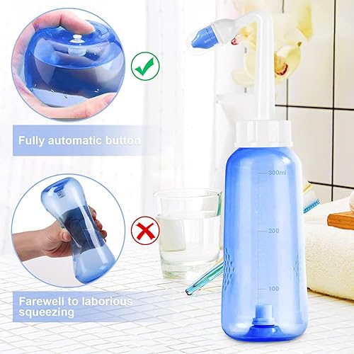 Miniatura 2 de Neti Pot Sinus Rinse Bottle - Gentle Nasal Wash Bottle Nose Cleaner for Effective Pressure Irrigatio 300 ML with 20 Nasal Wash Salt Packets