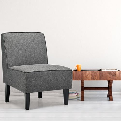 Giantex sillas decorativas de color liso sin apoyabrazos para salas de estar, recámaras y oficinas, estilo contemporáneo, Gris