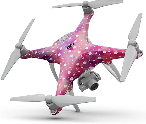 Miniatura 2 de DesignSkinz - Compatible con Drone DJI Spark - Adhesivo protector de vinilo resistente a los arañazos - Lunares blancos sobre acuarela rosa Grunge