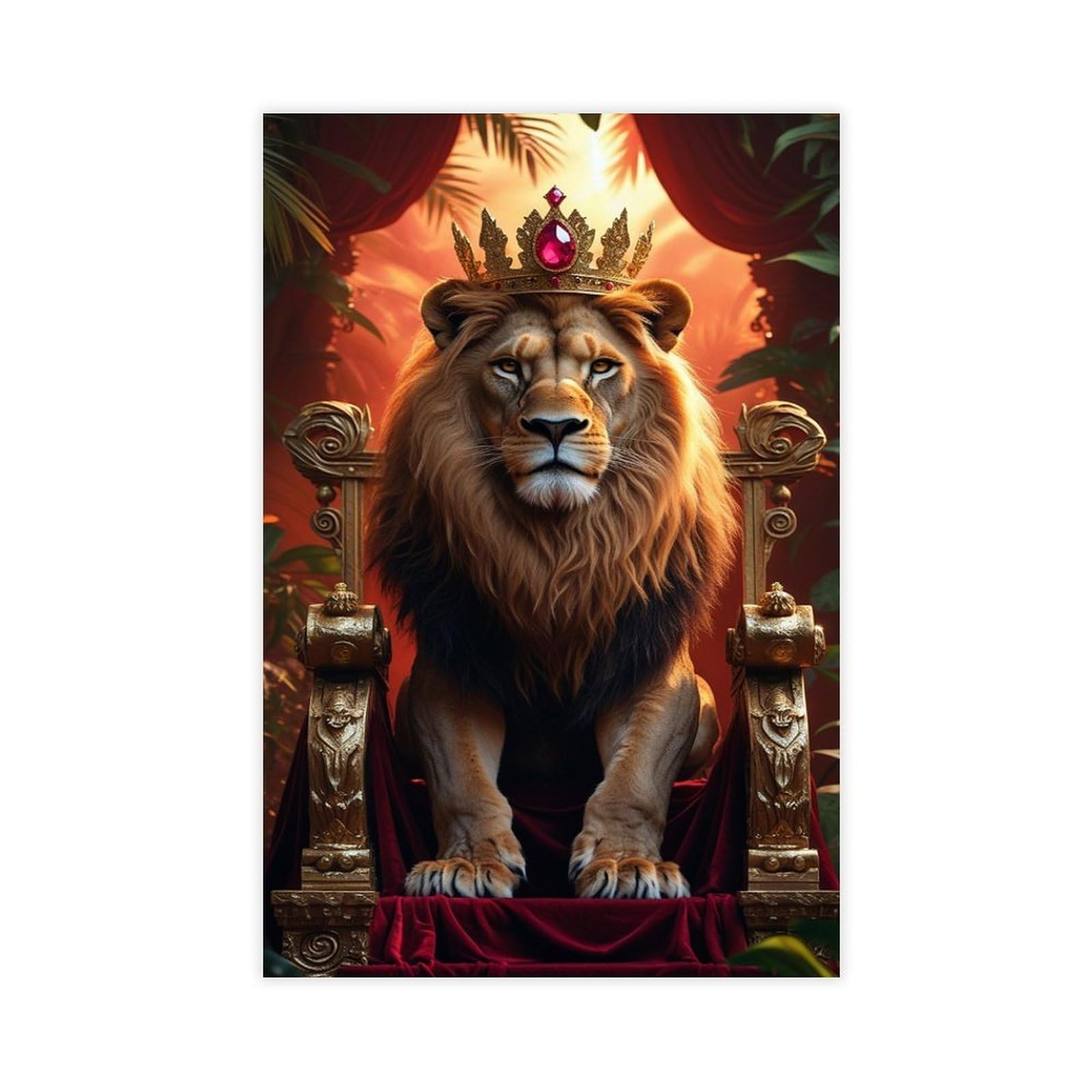 Bareronor The Lion Is on The Throne Canvas Poster Bedroom Decor Landscape Office Room Decor Gift 16" L X 24" W