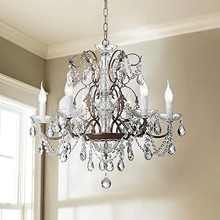 Saint Mossi 6-Light Crystal Chandelier - Farmhouse Rustic Pendant Light ...