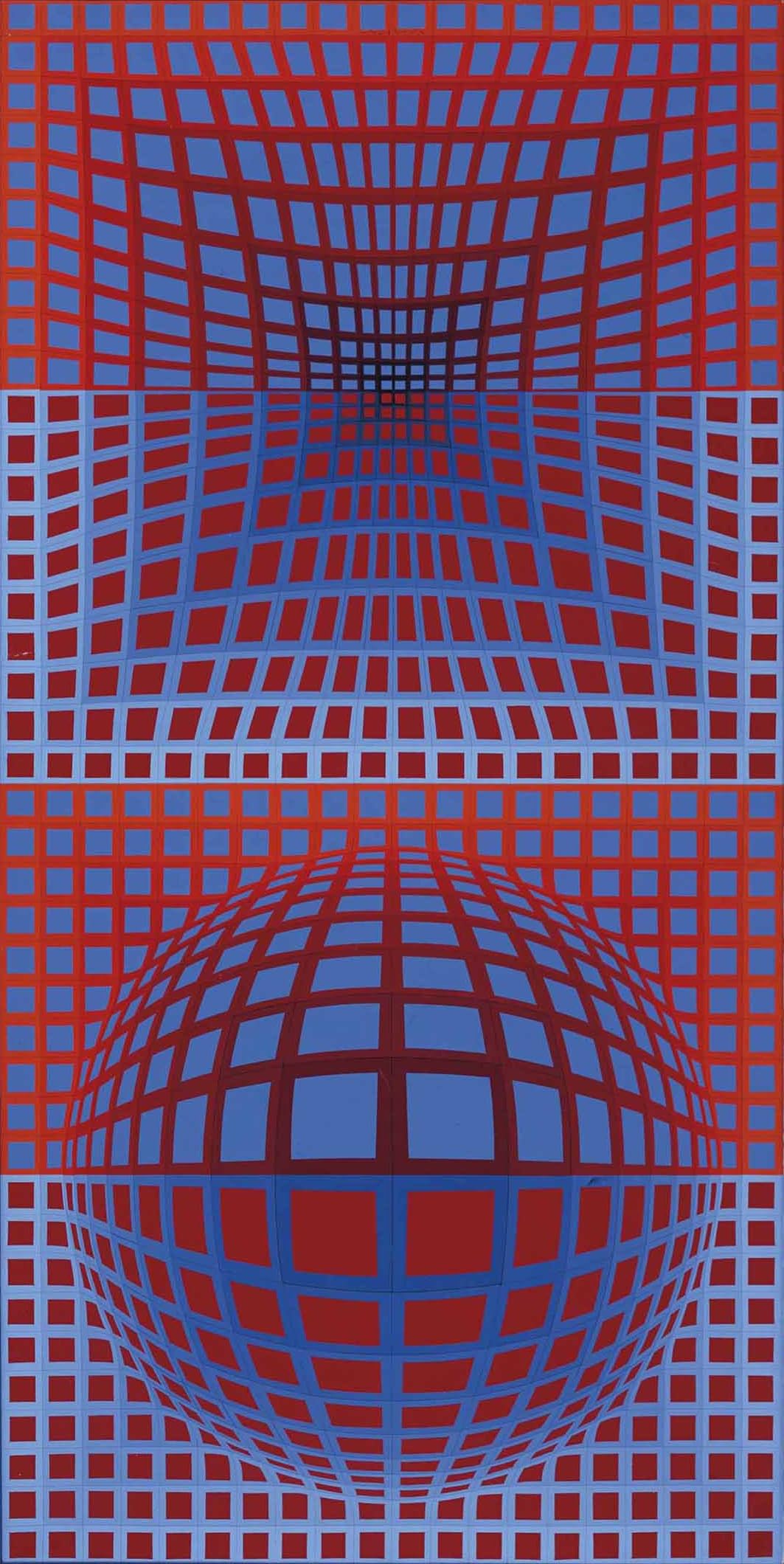 GYTRI CGFHJ Victor Vasarely Poster Abstrakte Wandkunst《Raster-Illusion》von Victor Vasarely Drucke Farbbild-Leinwandgemälde für Wohnkultur 50x100 cm Ungerahmt