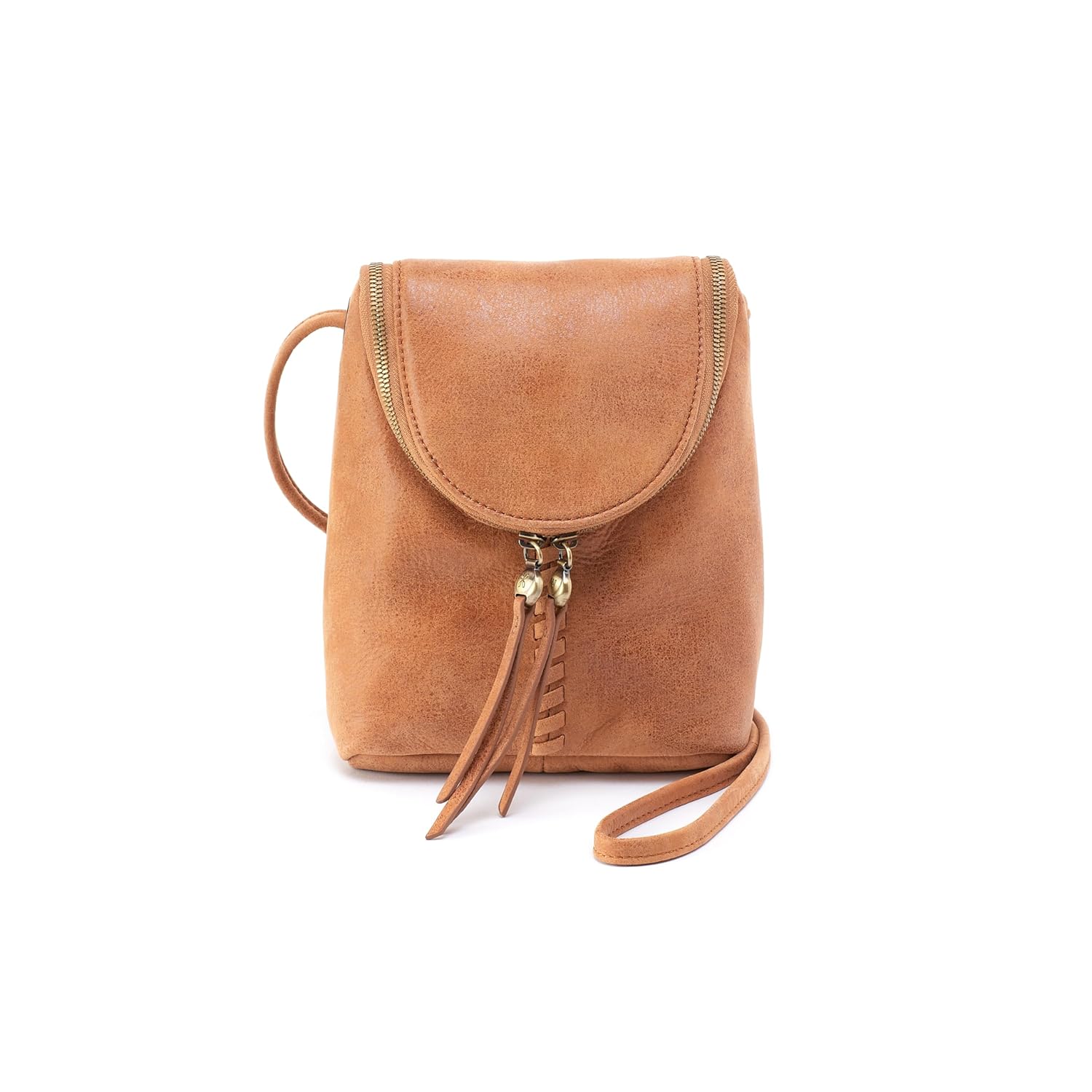 HOBO Fern Leather Crossbody Purse with Adjustable Strap Exterior Slip Pocket Double Zip Closure - Perfect for Travel