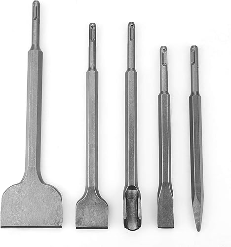 Juego de cinceles de taladro de martillo, juego de brocas de cincel de hormigón de acero cromado SDS Plus cinceles de escala ancha y puntiaguda,