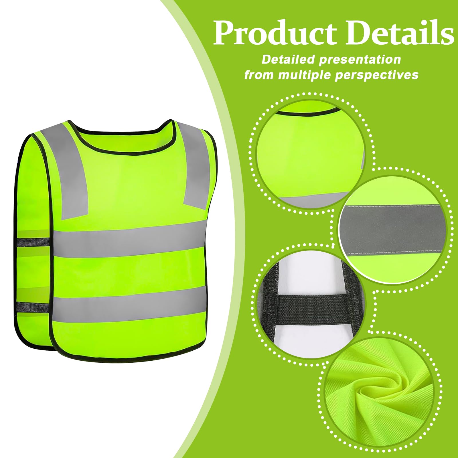 8 Pièces Gilet de Sécurité pour Enfants, 360° Visibilité à Gilet Réfléchissante pour 3-12 Ans Enfants, Gilet Jaune Réfléchissant Oui Nuit Marche Idéale pour Garçons et Filles (Taille Universelle)
