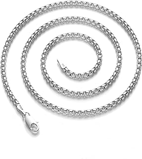 925 Sterling Silver Box Chain Lobster Clasp 2/3/4/5mm Necklace for Women Mens Box Chain Silver/ 18K Gold Necklace Chain Diamond Cut 16-30 Inches