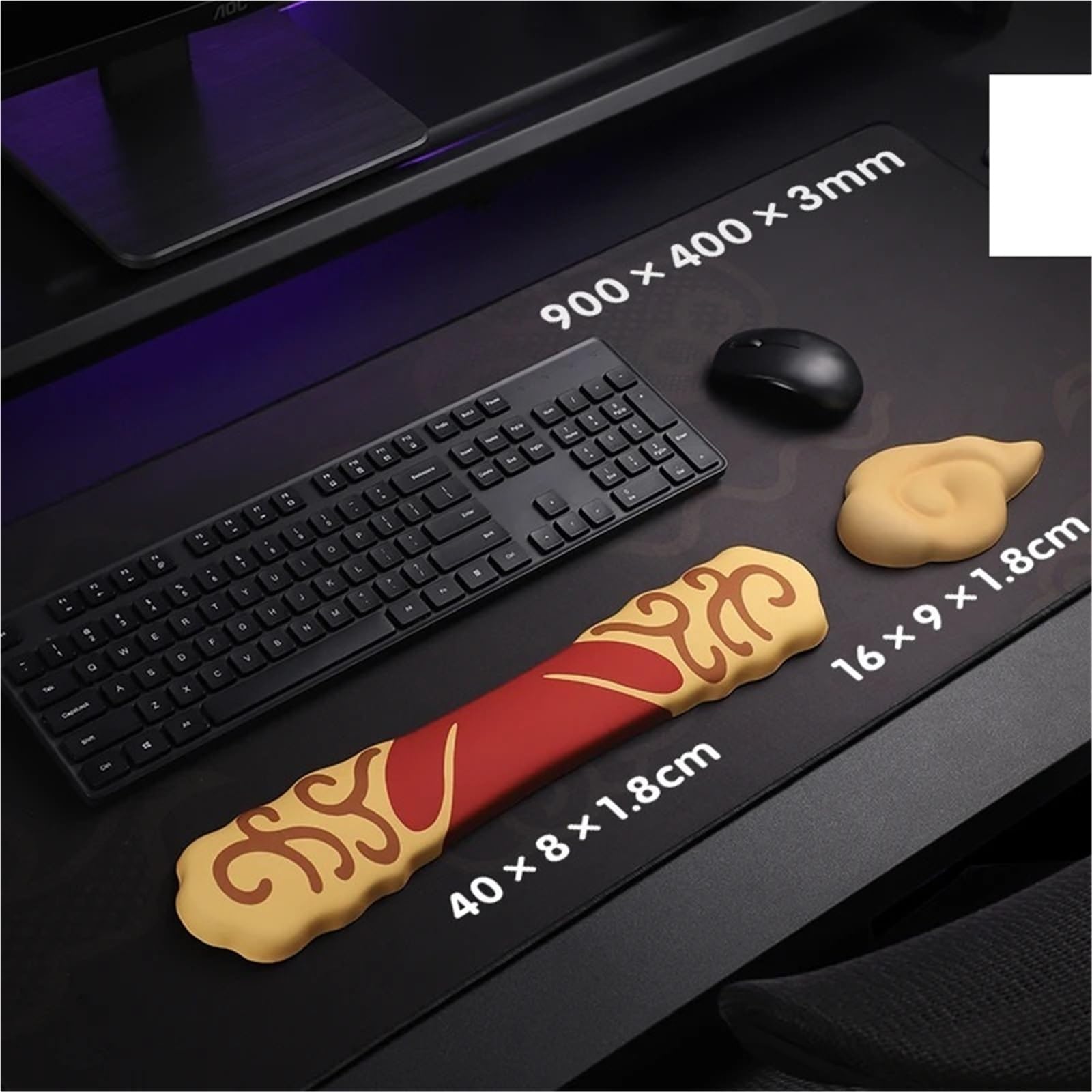 Repose-poignets pour clavier Ergonomic Wrist Mouse Keyboard Protection Rest Pad For PC Laptop Gaming Office pour Office(3 in 1 set)