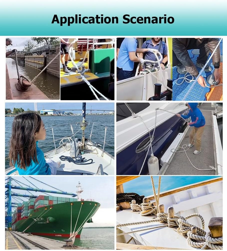 Boat Dock Lines, Three Strand Braided Nylon Green, 5-100M Mooring Lines Marine Rope for Docking Yacht Kayak Canoe Water Activities Lashing Goods Camping Hiking(12mm,5m)