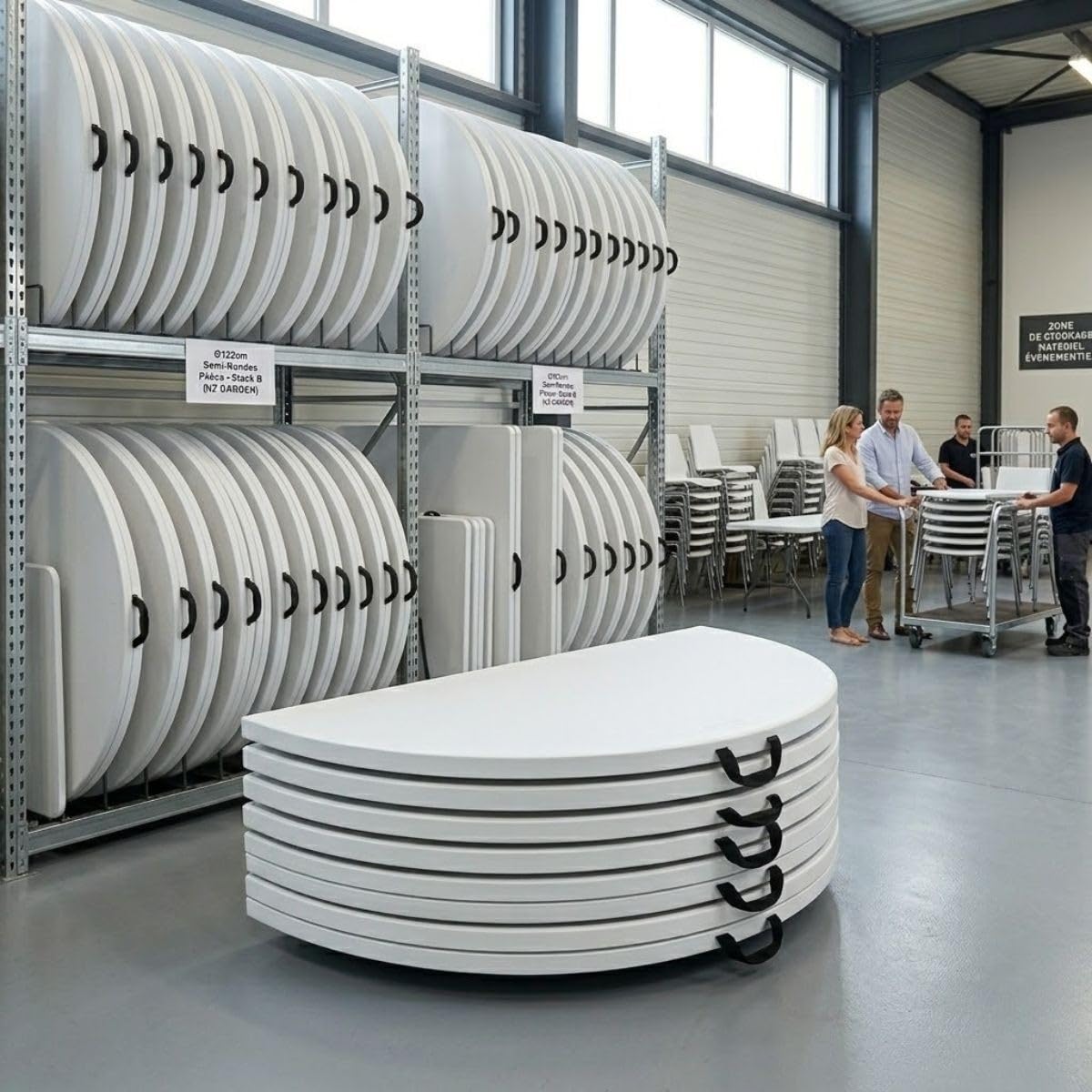 Tavolo rotondo pieghevole bianco Ø122 cm tavolino per interni esterni, giardino, ricevimenti