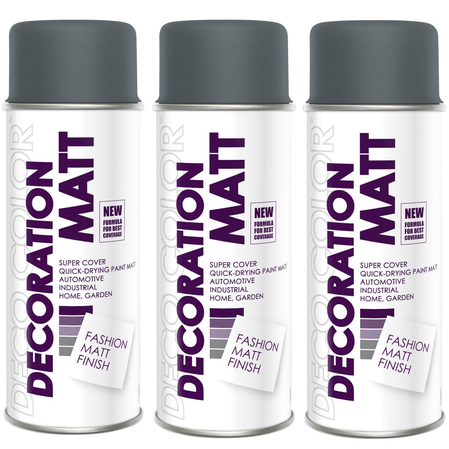 Fahrzeugteile Hoffmann 3er Sparpack Lackspray nach RAL in 400ml zur Lackierung von Auto Stahl Aluminium Beton Holz (3 Dosen in anthrazit MATT RAL 7016)