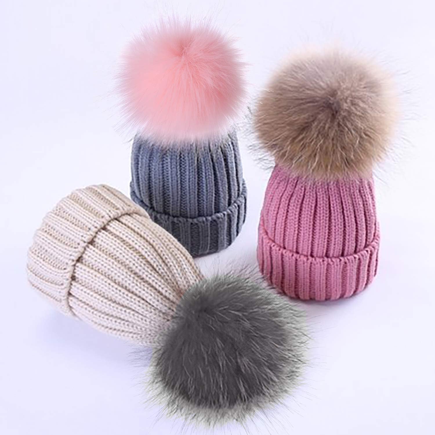 Coopay 24 Pieces Faux Fox Fur Pom Pom Balls DIY Fur Fluffy with Elastic Loop for Hats Keychains Scarves Gloves Bags Charms Knitting Accessories (Multicolor) - Image 6