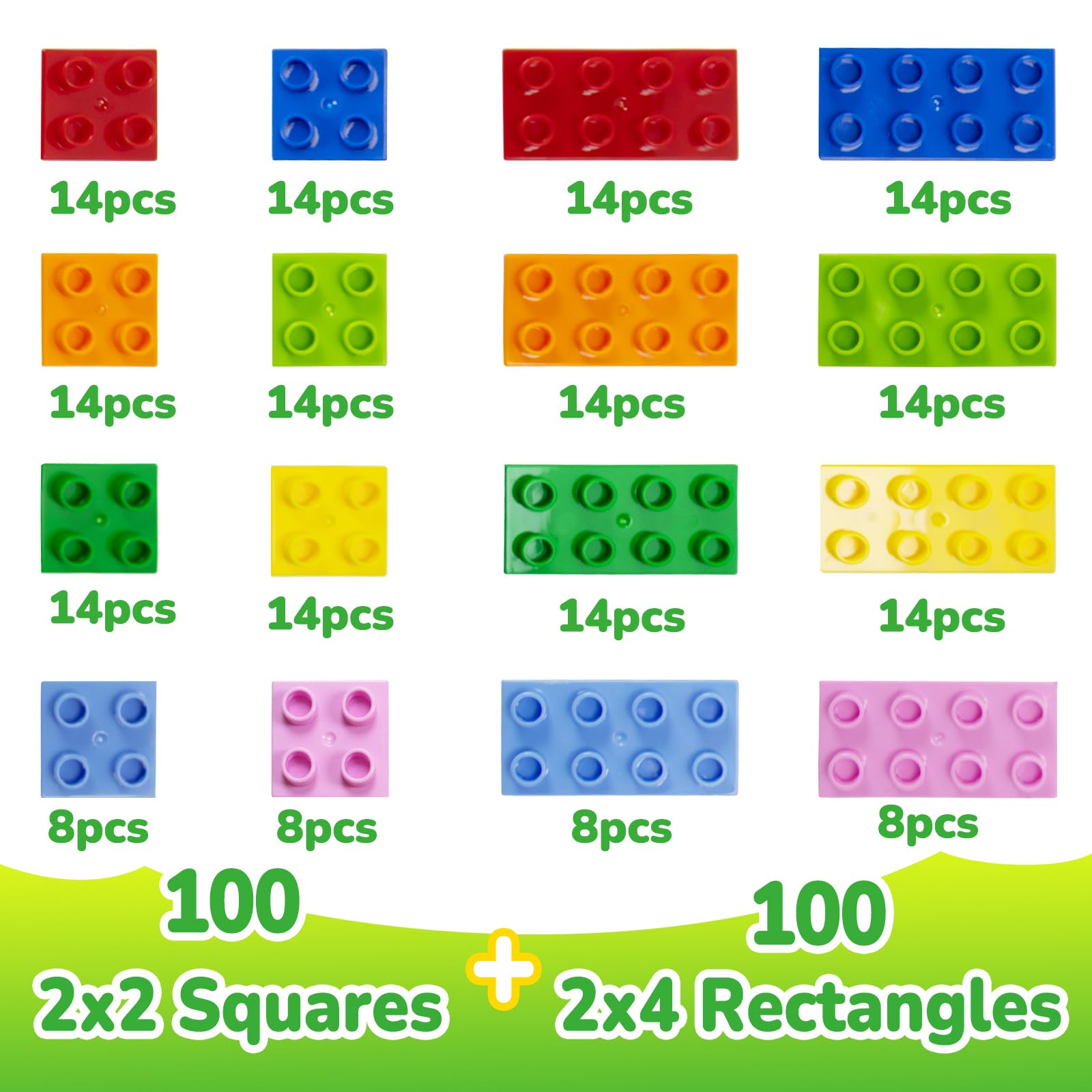 200 Stück Große Bausteine Set, 2 Formen und 8 Farben Bauklötze, Kompatibel mit Duplo Steine und Allen führenden Marke, Bunte Bauspielzeug für Kinder ab 3 Jahren
