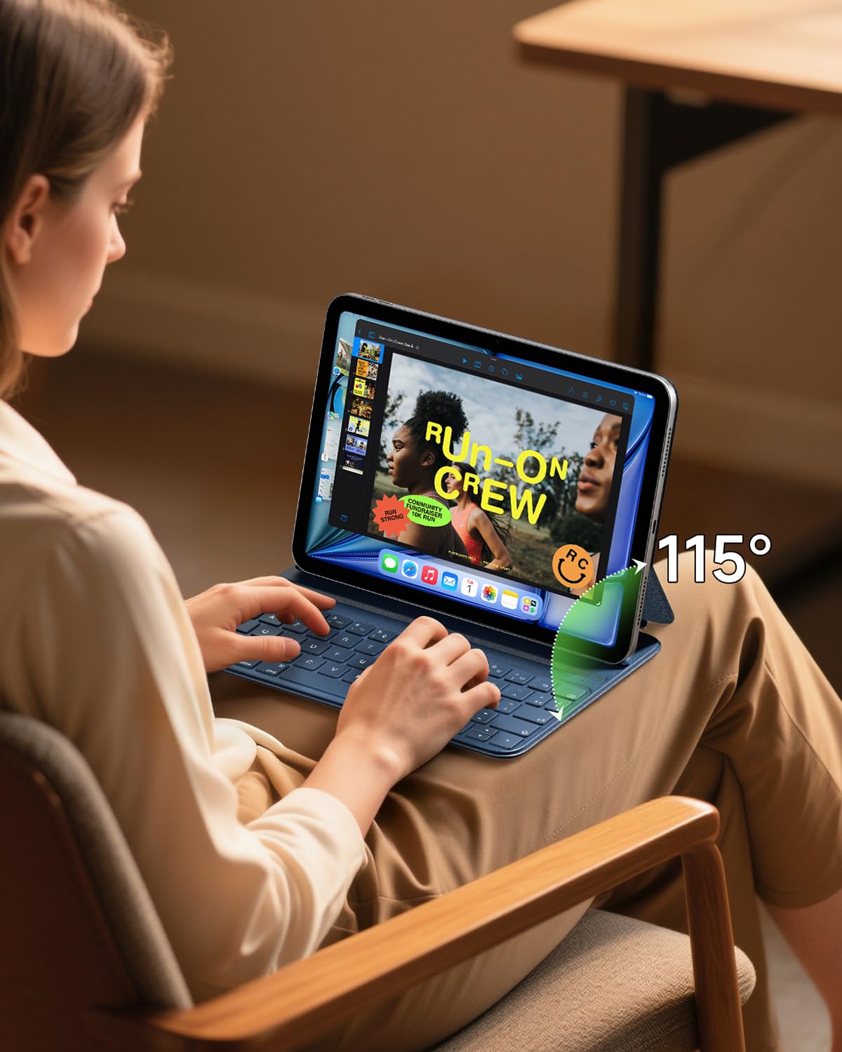 HOU Clavier pour iPad 10 EME génération & iPad 11eme génération A16 2025, Deux Angles de Soutien Réglables, Ergonomique, Qualité Supérieure Clavier AZERTY, en Similicuir, Slim and Portable,Bleu