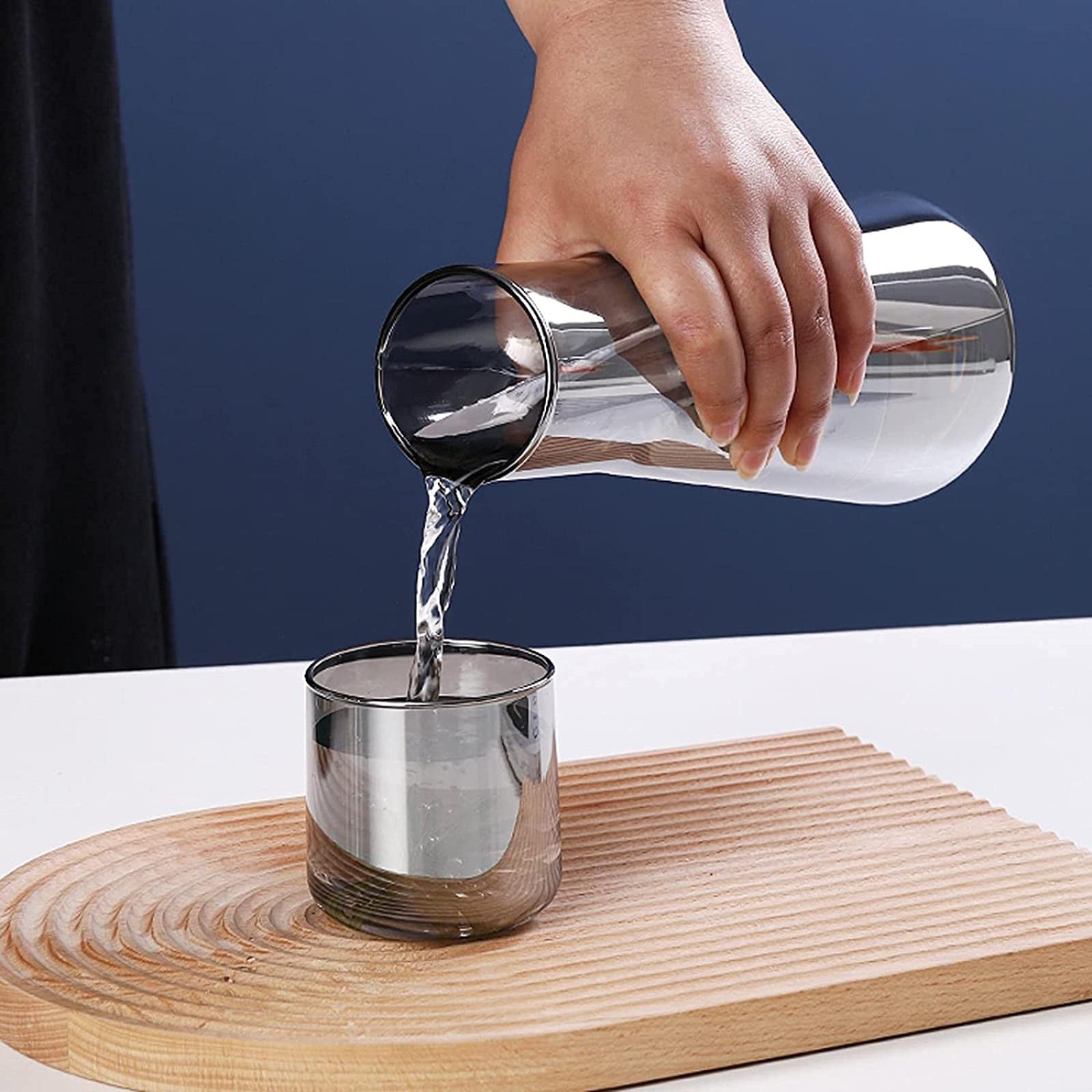 Jarra de Agua Simple Jarra de Vidrio con Taza de Agua Juego de Botellas de Agua fría Resistente a Altas temperaturas para Leche, Jugo, Bebidas Calientes y frías