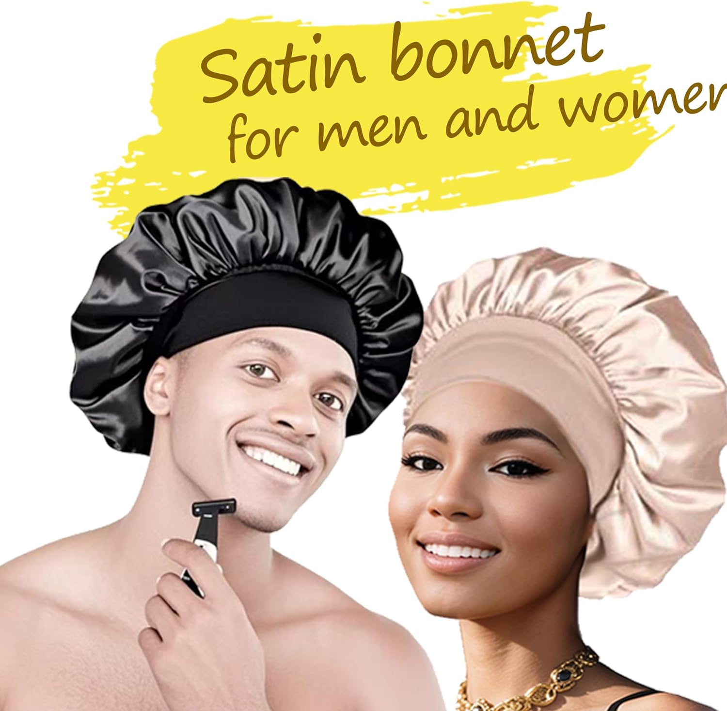 Silk Bonnet for Sleeping Women Curly Hair Bonnets with Tie Band Double Layer Reversible Sleep Bonnet Silk Hair Wrap Sleep Cap - Image 5