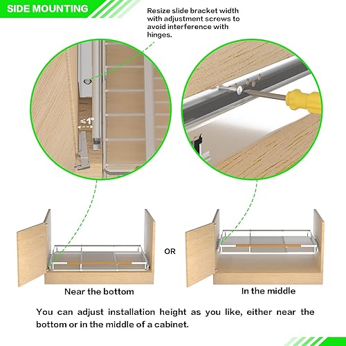 Miniatura 5 de Organizadores de cajones extraíbles expandibles, estante de almacenamiento deslizante resistente para el hogar, cocina, despensa, armarios, ollas,