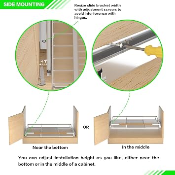 Expandable Pull Out Drawer Cabinet Organizers, Heavy Duty Slide Out Storage Shelf for Home Kitchen Pantry Cupboard Pots Pans, Adjustable Width from 23.2~39.9, Stainless Steel 2 Pack
