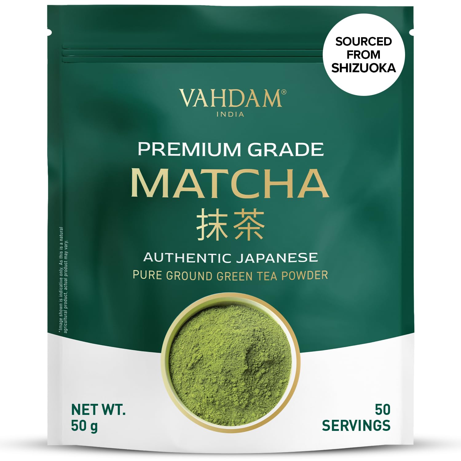 VAHDAM Premium Matcha Pulver aus Shizuoka, Japan| 50g | Premium Qualität Matcha Grüner Tee | Für Matcha Latte, Tee & Smoothies