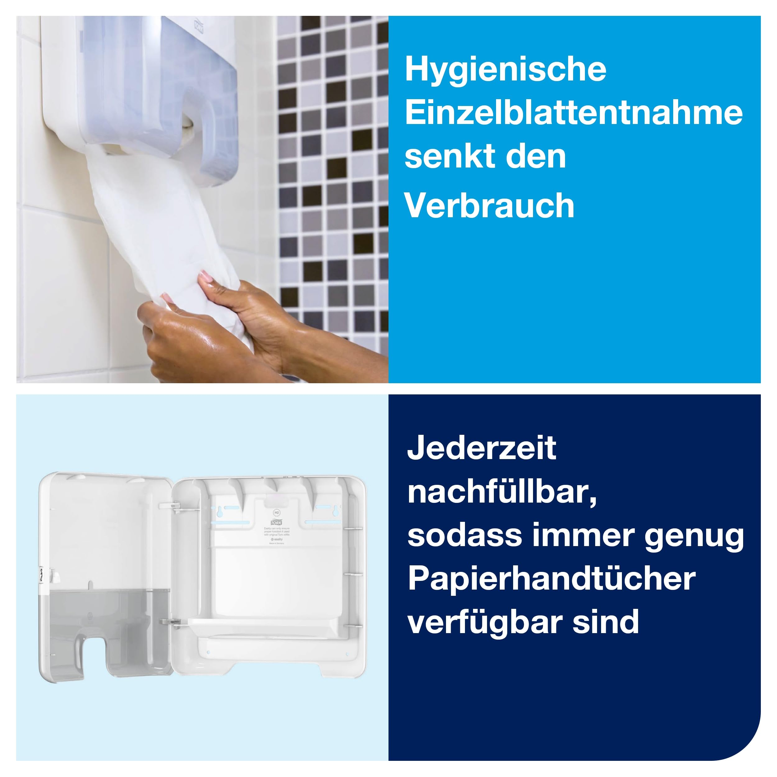 Tork Xpress Mini Spender für Multifold-Handtücher Weiß H2, Einzeltuchentnahme, Elevation Design, 552100