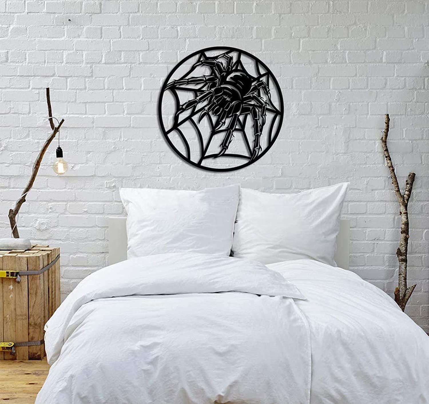 Wysokiej Jakości Sypialnia Animlas Metalowa ściana Sztuka Fajna Pająk Na Spiderweb 3D Rzeźba Ściana Halloween Metalowy Wall Decor Współczesne Halloween Home Office Dekoracje Sypialnia Salon Wystrój Rz
