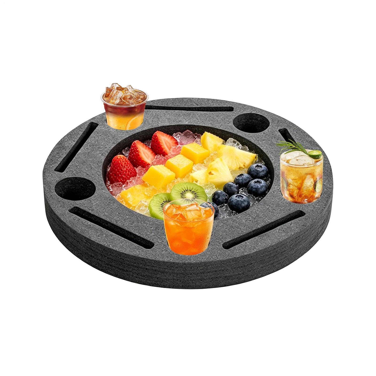 Portavasos Flotante para Piscina Bandeja Portátil para Comida y Copas en | Flotador de Bebidas para Lago Playa Natación Adultos Frutas Bañera Kayak Aire Libre